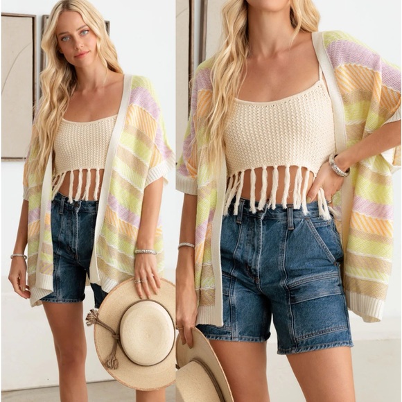 Sweaters - Color Knitted Open Front Cardigan